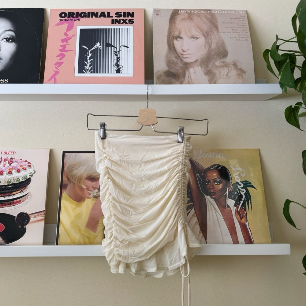 Stretch Cream Ruched Skirt